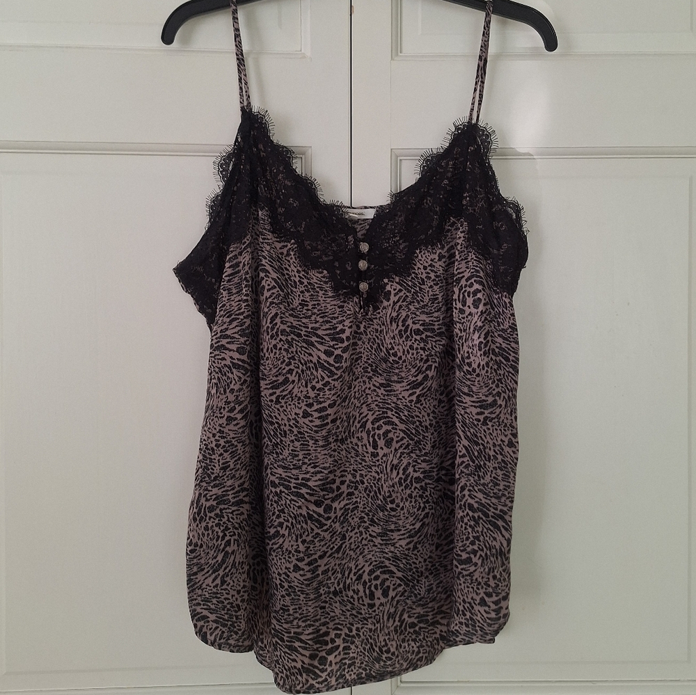 Maurices animal print top with lace trim